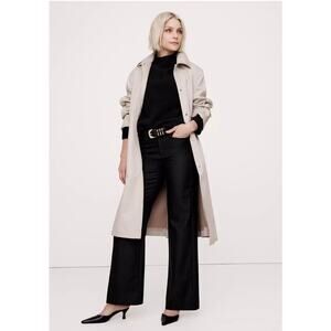 Banana Republic Plus Wool Wide Leg Trouser Pants Black Size 18